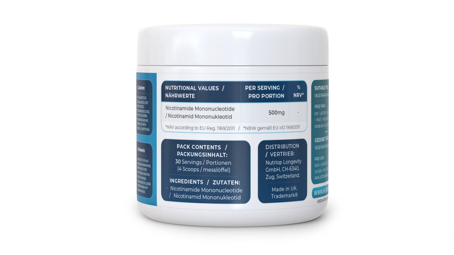 Nutriop Longevity® PURE-NMN Nicotinamide Mononucleotide Extreme Potency sublingual powder -15 grams
